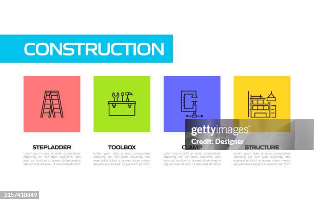 construction line icon set. architecture, buildings, contractor, development - housing development project stock illustrations