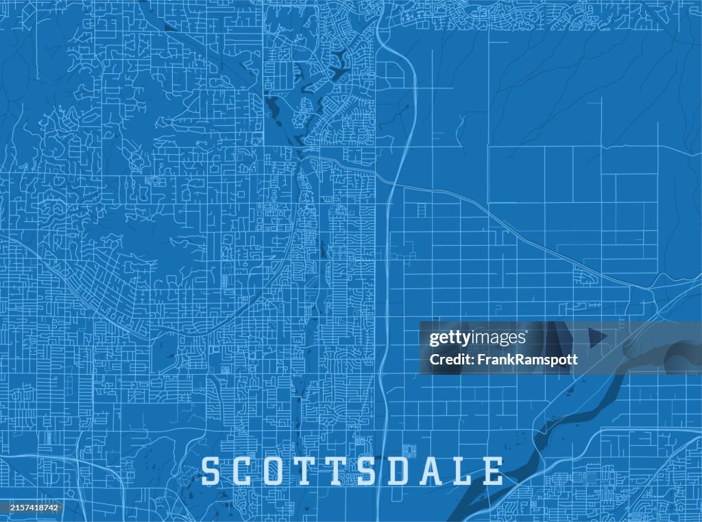 Scottsdale AZ City Vector Road Map Blue Horizontal