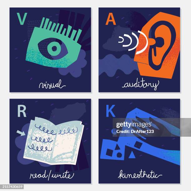 vark modalities - reflex action drawing stock illustrations