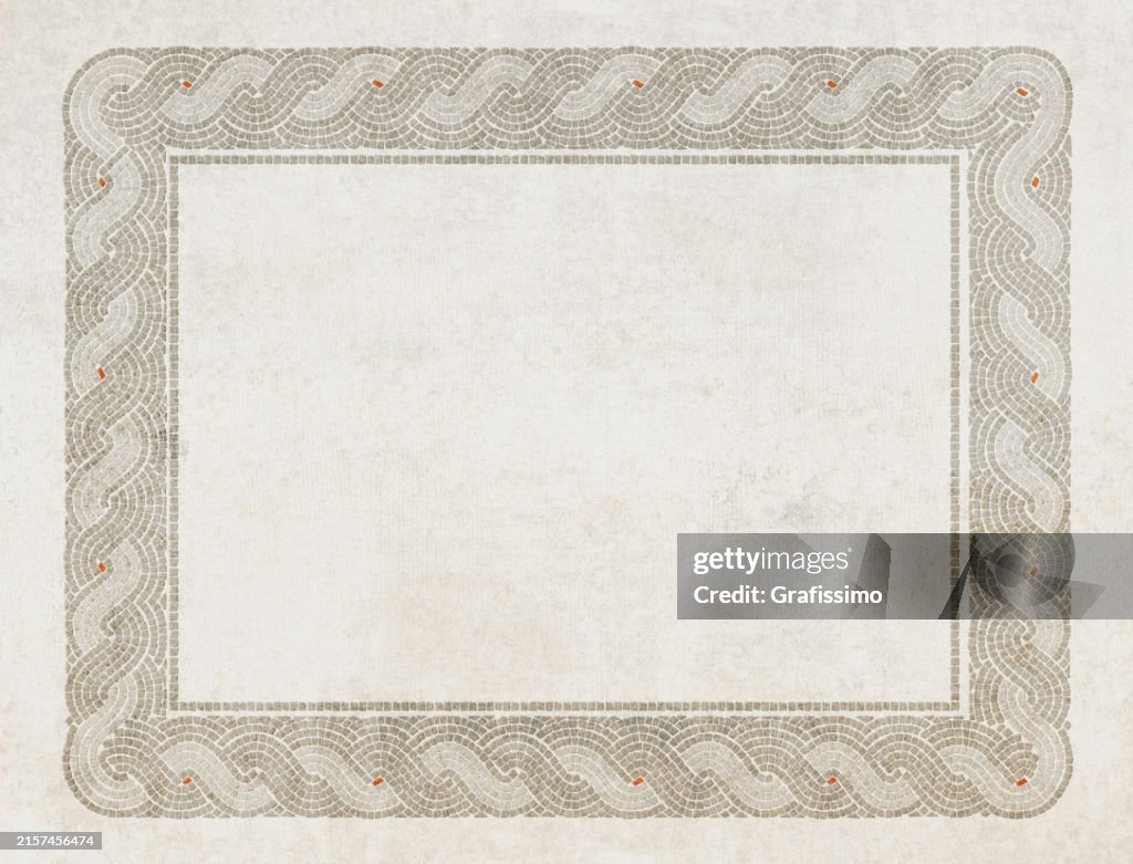 Antique Roman Mosaic rectangular frame design element