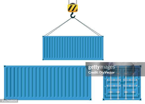 cargo container vector set - container stock illustrations