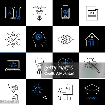 Artificial intelligence icons. Artificial intelligence icons.
