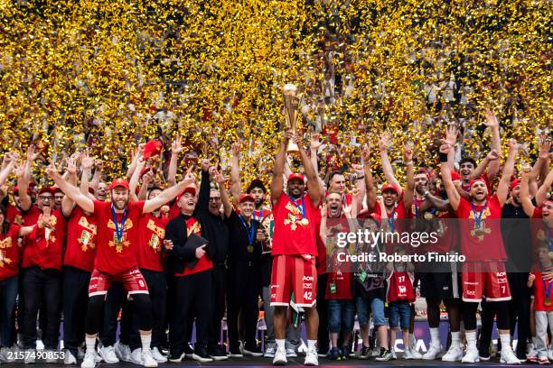 Emporio Armani Olimpia Milan awarded as Italian champion at the end of Game Four match of the Finals of LBA Lega Basket Serie A Play Off between EA7...