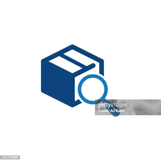 parcel searching icon. solid icon that can be applied anywhere, simple, pixel perfect and modern style - looking backwards stock illustrations