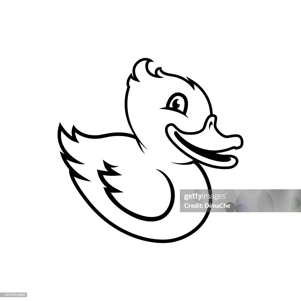 Cute duck silhouette - cut out vector icon