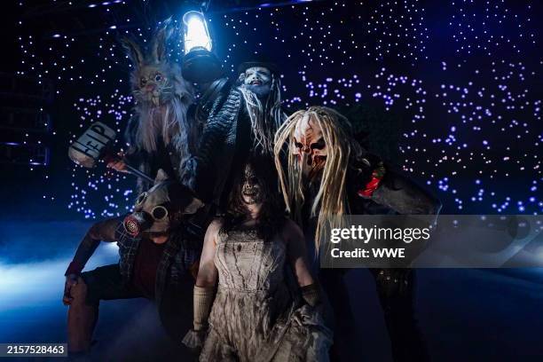 New entrance for The Wyatt Sicks, Nikki Cross, Uncle Howdy, Erick Rowan, Joe Gacy, and Dexter Lumis during Monday Night Raw at American Bank Center...