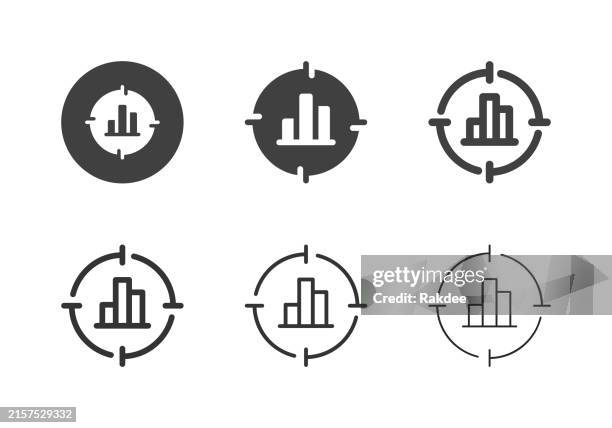 target analyzing icons - multi series - target market stock illustrations