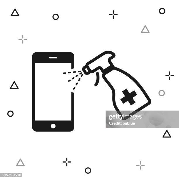 smartphone handle disinfection. icon on white background - spring clean computer stock illustrations