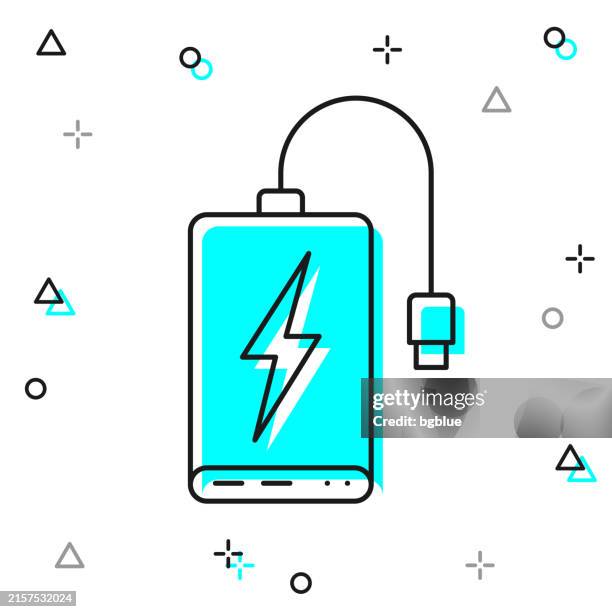 power bank. line icon on white background - external hard disk drive stock illustrations