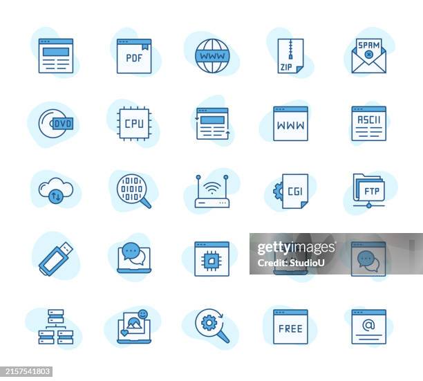 netzwerk und technologie icons setzen - american standard code for information interchange stock-grafiken, -clipart, -cartoons und -symbole