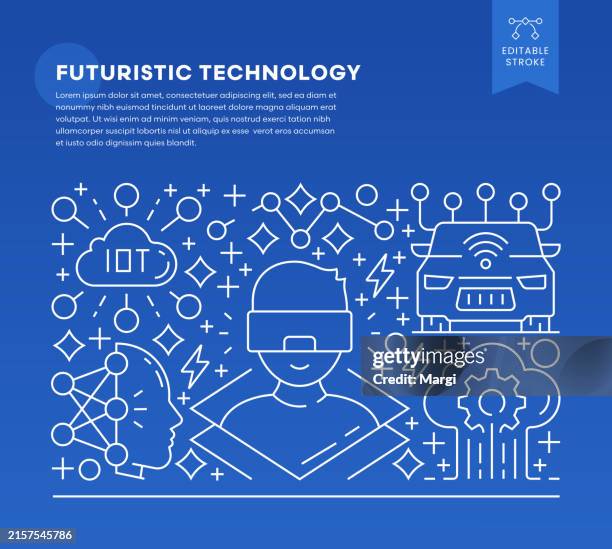 futuristic technology line art vector illustration - autonomous systems vector stock illustrations