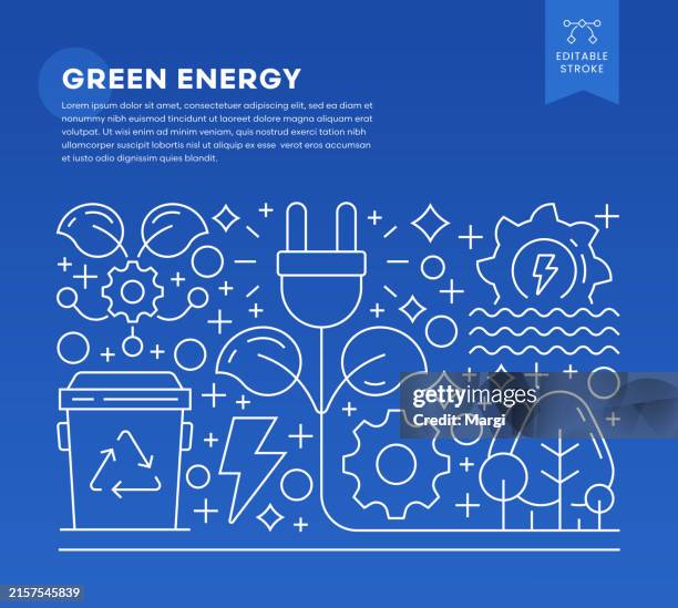 grüne energie linie kunst vektor illustration - energie sparen stock-grafiken, -clipart, -cartoons und -symbole