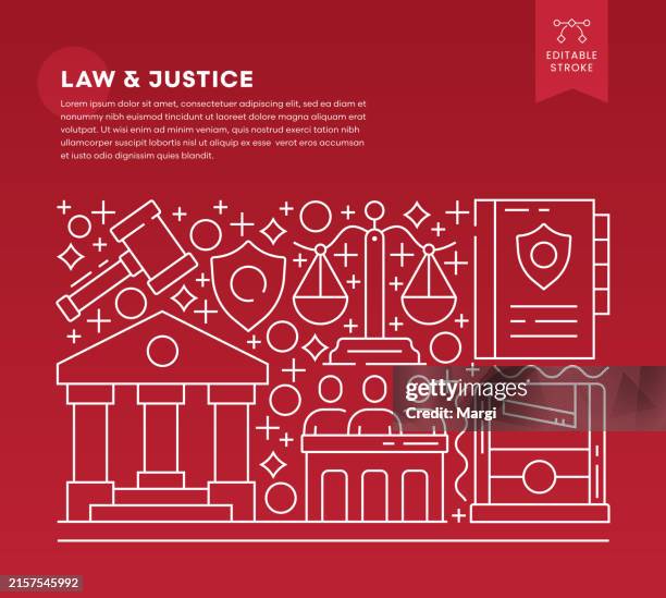 law and justice line art vector illustration - courtroom background stock illustrations
