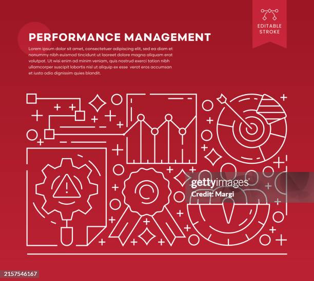 performance management line art vector illustration - integrated marketing strategy stock illustrations