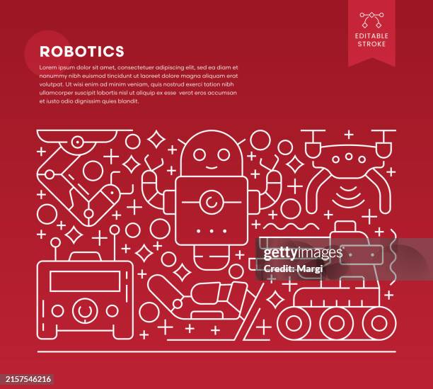 robotics line art vector illustration - stem vector stock illustrations