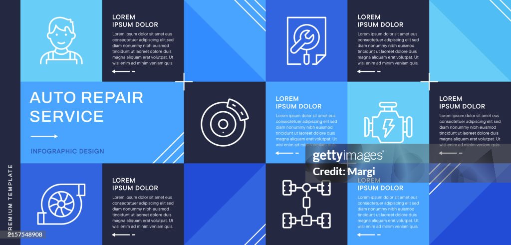 Auto Repair Service Infographic Template for Web Banner