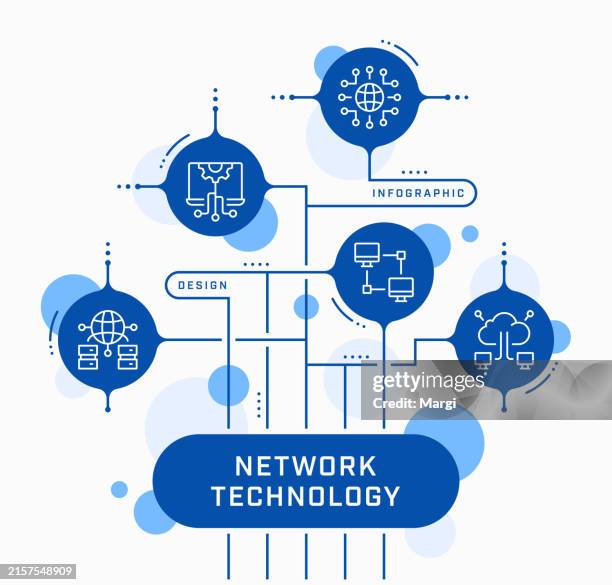 network technology vector infographic design - streaming content stock illustrations