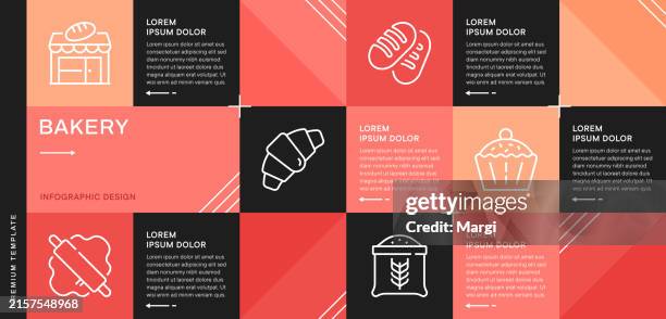 bakery infographic template for web banner - cookie dough background stock illustrations