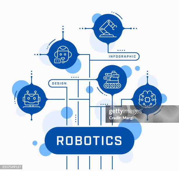 robotics vector infographic design - cad computer stock illustrations