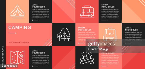 camping infographic template for web banner - grill top stock illustrations