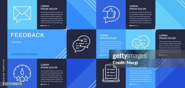feedback infographic template for web banner - person checking email stock illustrations