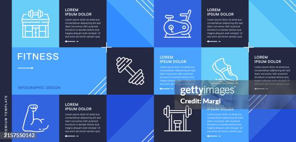 fitness-infografik-vorlage für web-banner - sandkasten stock-grafiken, -clipart, -cartoons und -symbole