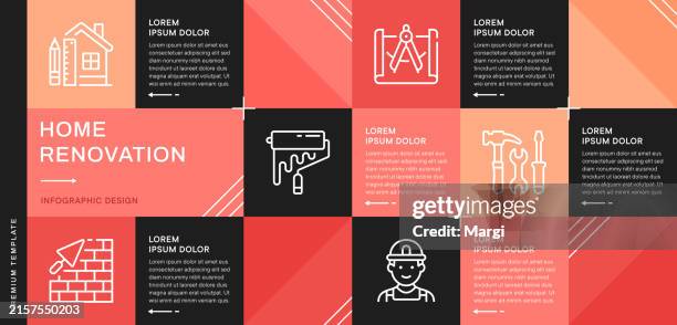 home renovation infographic template for web banner - plumber tools background stock illustrations