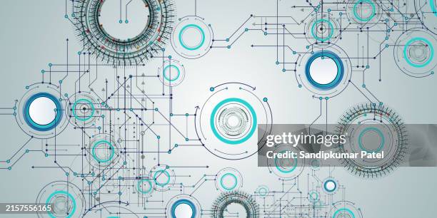 abstract technology background. communication and engineering concept. - informational poster design stock illustrations