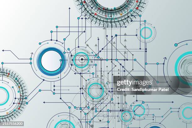 abstract technology background. communication and engineering concept. - informational poster design stock illustrations