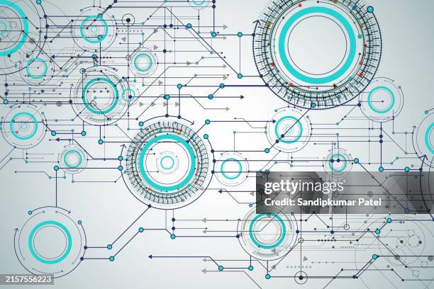 abstract technology background. communication and engineering concept. - informational poster design stock illustrations