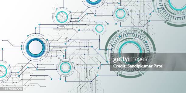 abstract technology background. communication and engineering concept. - informational poster design stock illustrations