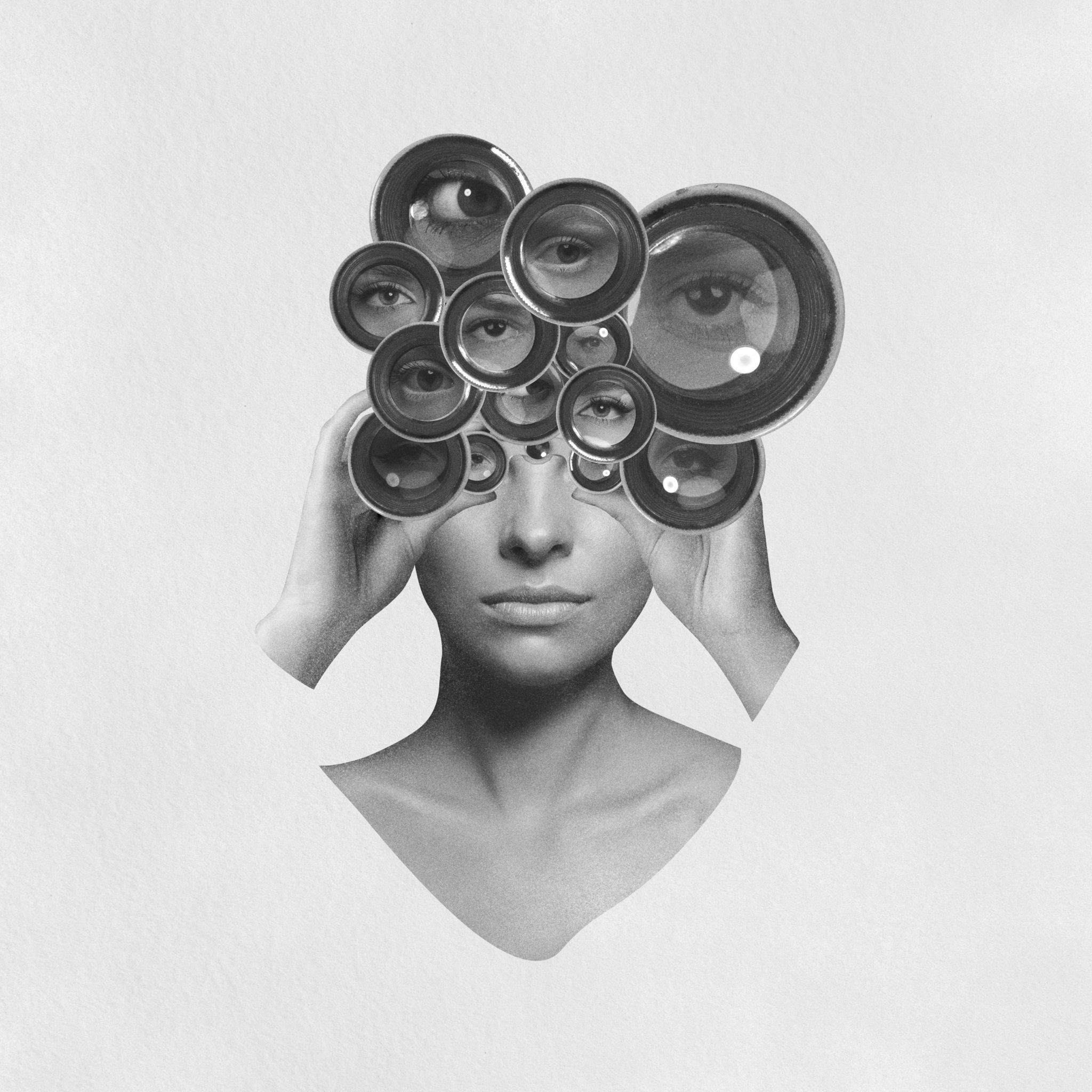 Surreal Vision - Person with Multiple Eyeglass Lenses Surreal Vision - Person with Multiple Eyeglass Lenses