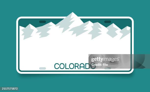 colorado fantasy license plate - mountain range eps stock illustrations