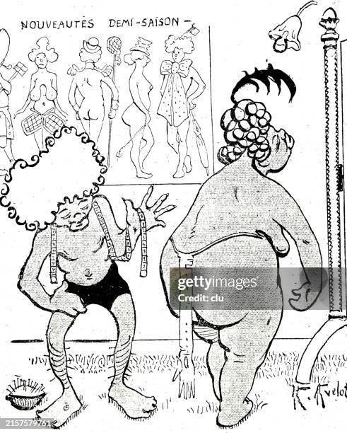 illustrations, cliparts, dessins animés et icônes de un tailleur prend les mesures d’une dame un peu plus obèse - fat ass mature