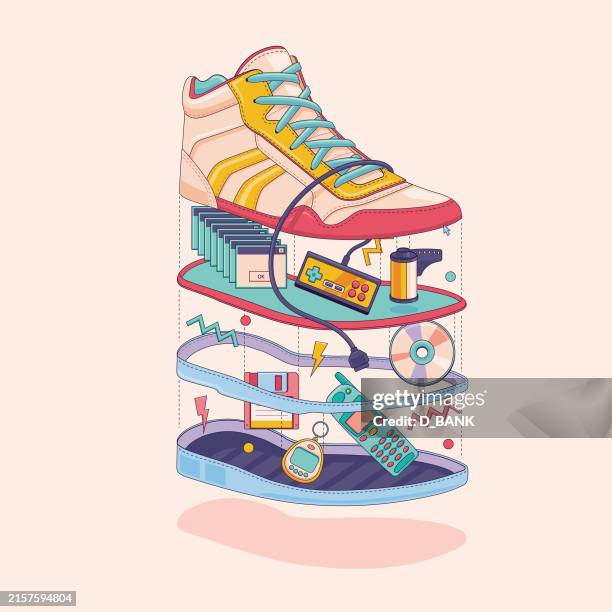 objects from the 90s - 1990 stock illustrations