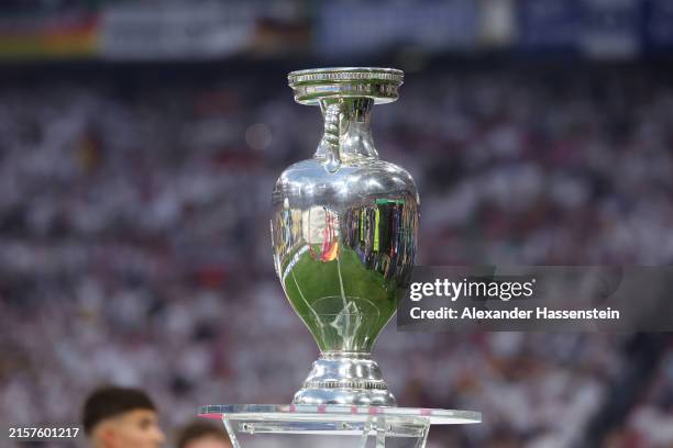 The UEFA Euro 2024 Henri Delaunay Trophy is seen prior to kick-off ahead of the UEFA EURO 2024 group stage match between Germany and Scotland at...