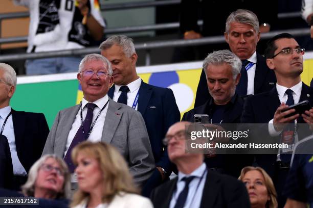 Sir Alex Ferguson, Scottish former football player and manager, and Jose Mourinho, Head Coach of Fenerbahce, are seen in attendance prior to the UEFA...