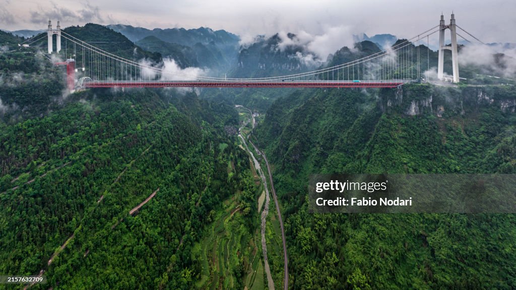 Aizhai Bridge, suspension bridge near Jishou, Hunan, China
