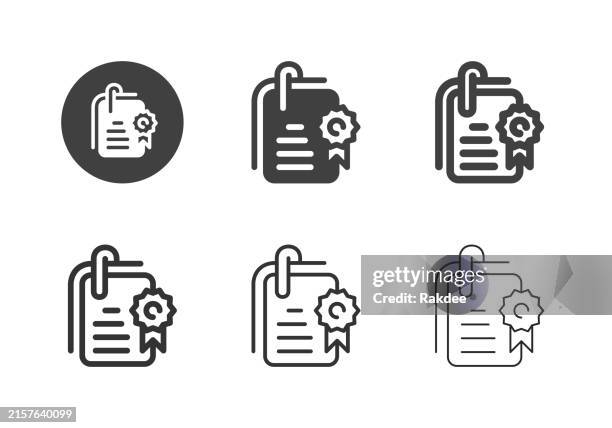 certificate icons - multi series - certificate icon stock illustrations