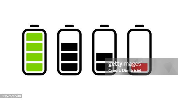 ilustraciones, imágenes clip art, dibujos animados e iconos de stock de conjunto de iconos carga batería - current-status-icon