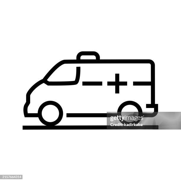 ilustraciones, imágenes clip art, dibujos animados e iconos de stock de icono de la línea de ambulancias y paramédicos. - urgencias-hospital