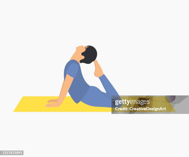 little boy doing gymnastics exercises - train side view stock illustrations