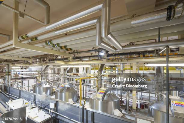 Vessels storing liquid chocolate during refining at the Elect chocolate factory at Nestle SA In York, UK, on Tuesday, June 18, 2024. The Swiss food...