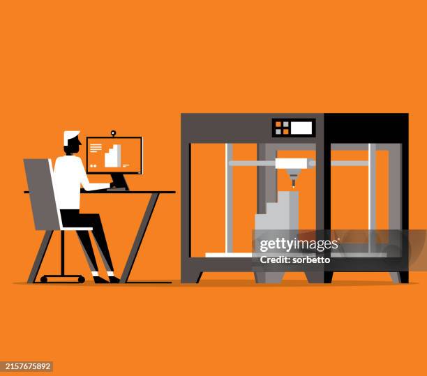 ilustraciones, imágenes clip art, dibujos animados e iconos de stock de tecnología de impresión 3d - amoldar