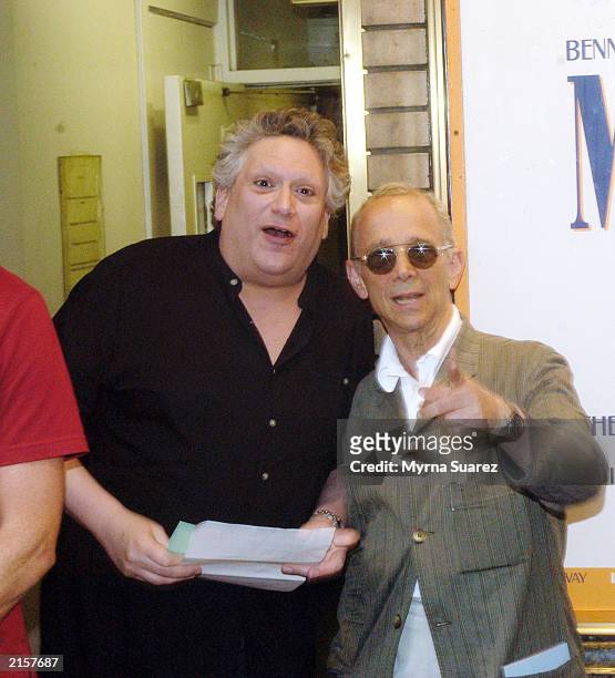 Harvey Fierstein and Joel Grey attend the 5th Annual Broadway Barks July 12, 2003 at Shubert Alley in New York City. Broadway Barks assists New York...
