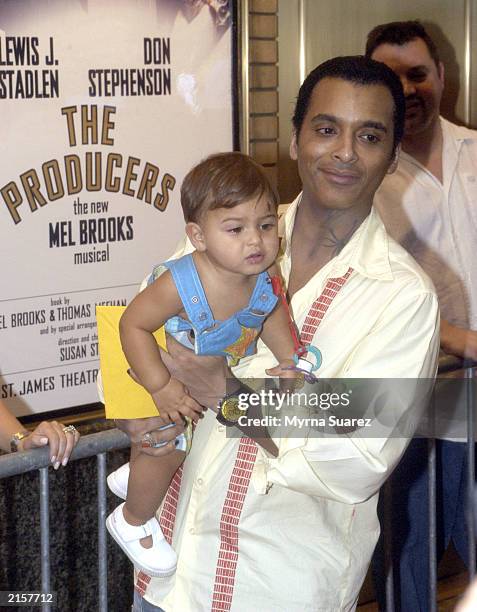 Jon Secada and his son attend the 5th Annual Broadway Barks July 12, 2003 at Shubert Alley in New York City. Broadway Barks assists New York animal...