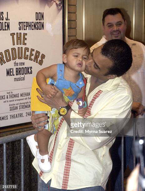 Jon Secada and his son attend the 5th Annual Broadway Barks July 12, 2003 at Shubert Alley in New York City. Broadway Barks assists New York animal...