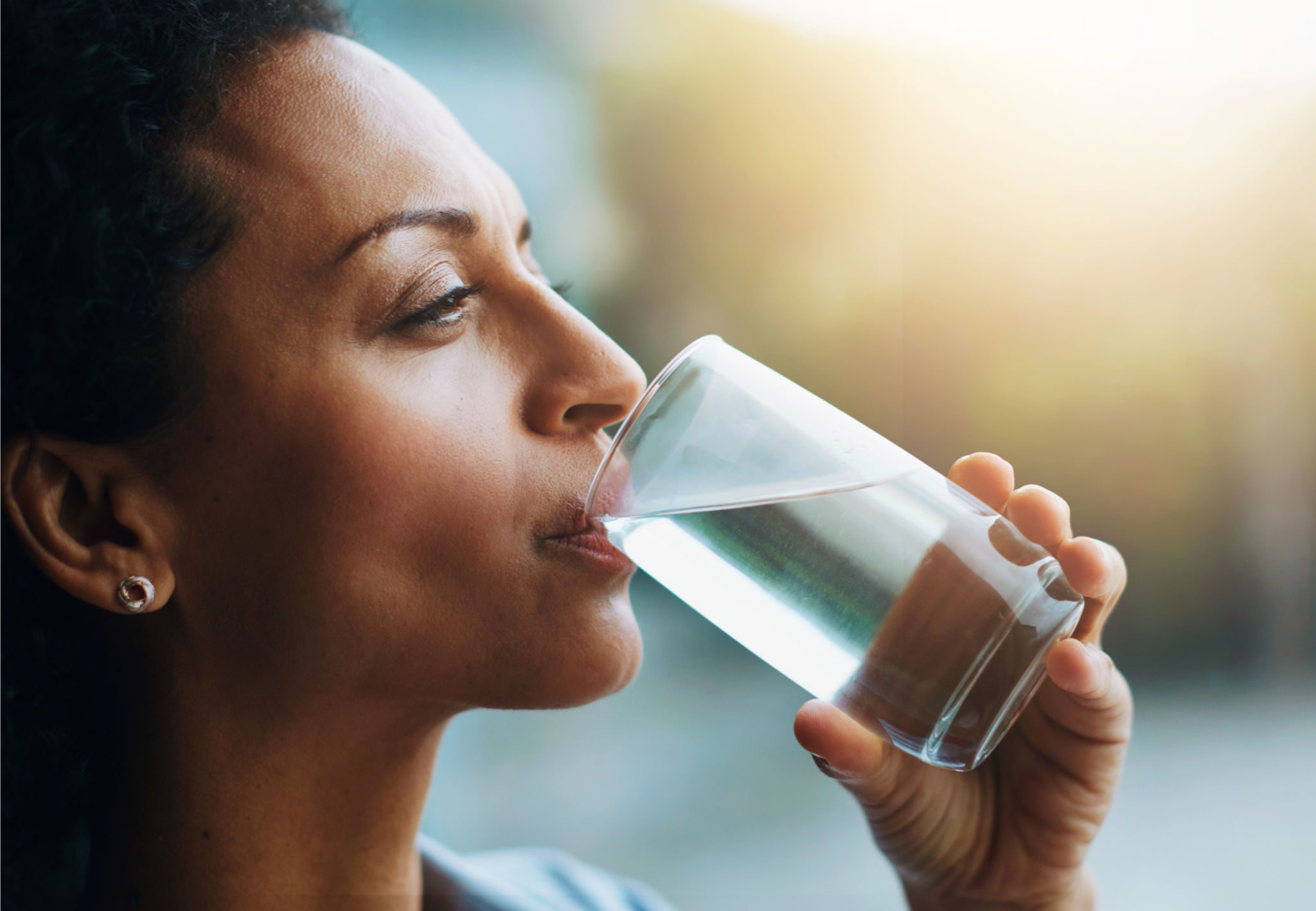 woman drinking water