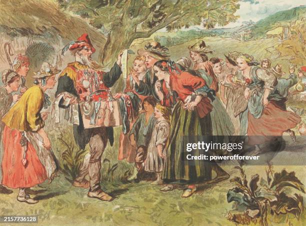 autolycus in the winter’s tale by sir john gilbert - works of william shakespeare - drawing artistic product stock illustrations