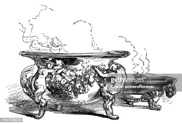 ancient greek chytra and lopas pottery - 5th century bc - artifacts stock illustrations